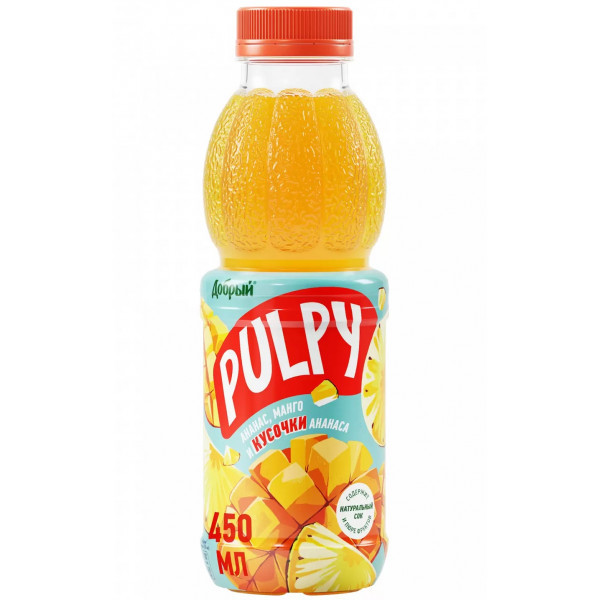 Напиток Pulpy ананас, манго, кусочки ананаса с мякотью 0,45л - фото 1 - id-p208363916