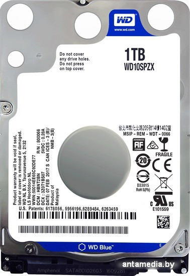 Жесткий диск WD Blue 1TB [WD10SPZX] - фото 1 - id-p208368660