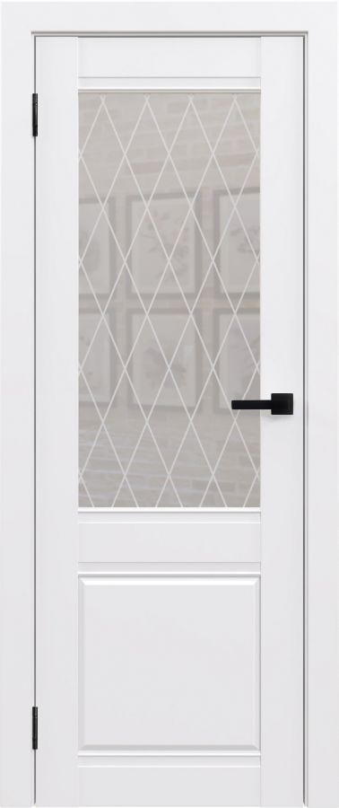Межкомнатная дверь "ФЛЭШ ЭКО КЛАССИК" ПО-02 / Матовое стекло (Цвет - Белый)