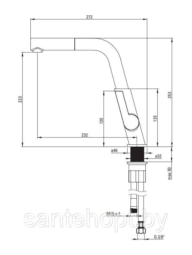 Смеситель для мойки с выдвижным изливом Deante Silia, хром - фото 2 - id-p208385895