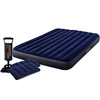 Надувной матрас "Classic Downy Bed" Intex 64765 (152*203*22см) + насос + 2 подушки