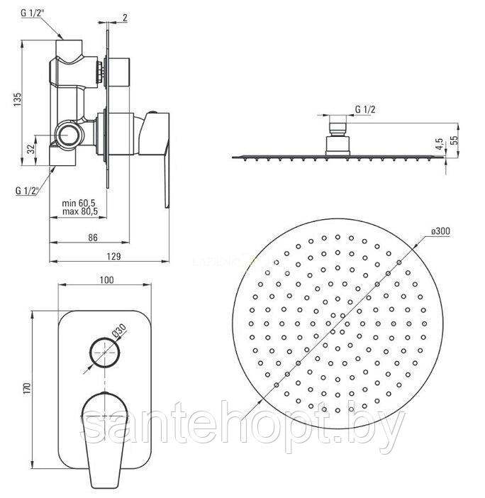 Душевая система скрытого монтажа Deante Agava, хром - фото 2 - id-p208407373