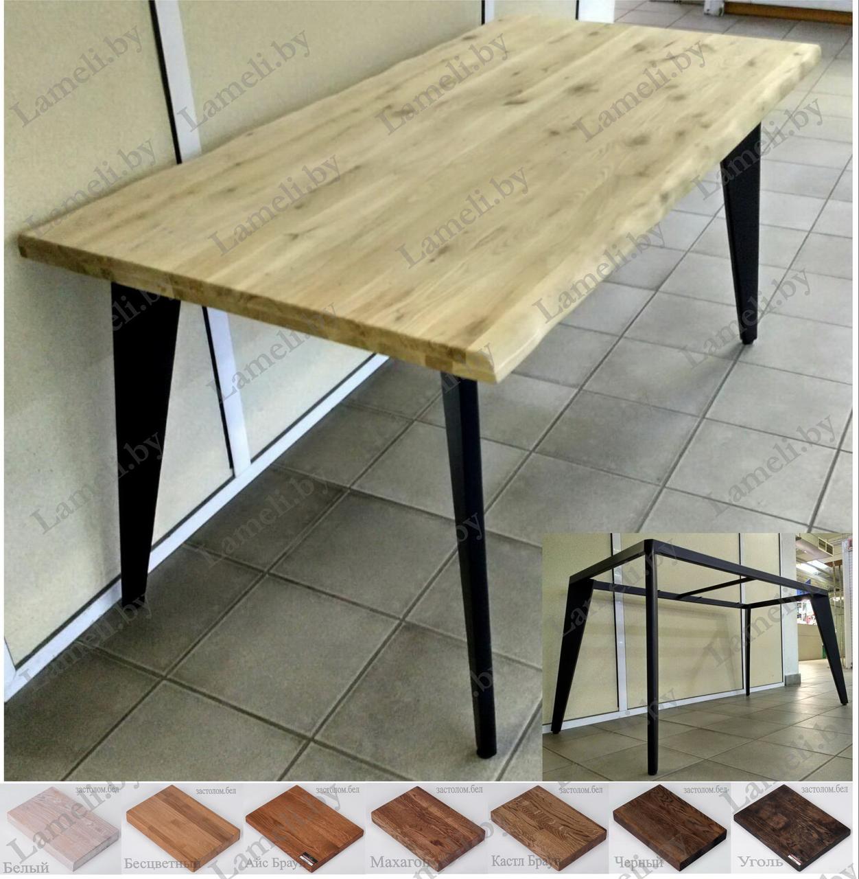 Стол кухонный на металлокаркасе серии "К-5" из постформинга, массива дуба или ЛДСП с выбором размера и цвета - фото 6 - id-p203066393