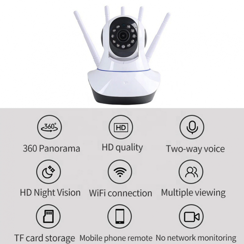 Беспроводная видеокамера Intelligent camera Wi Fi (день/ночь, датчик движения, 5 усиленных антенн Wi Fi, HD72P - фото 6 - id-p208411697