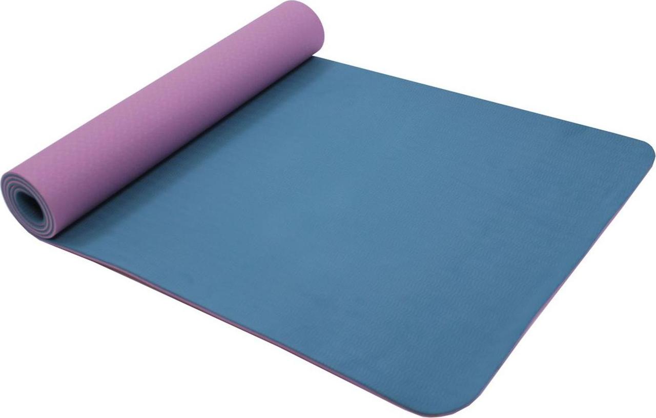 Коврик для йоги и фитнеса 183*61*0,6 TPE двухслойный фиолетовый (Yoga mat 173*61*0,6 TPE violet/sky 814c/310c)