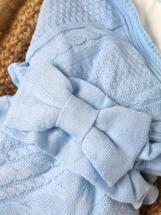 Конверт на выписку лето мальчик кружевной уголок Одеяло для новорожденного в коляску синий - фото 3 - id-p208454329