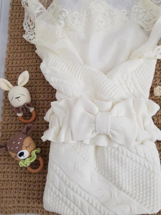 Конверт на выписку лето девочка кружевной уголок Одеяло для новорожденного в коляску белый - фото 5 - id-p208454330