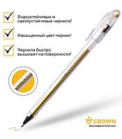 1088389 Ручка гелевая Metallic Crown HJR-500GSM золото 0.7мм