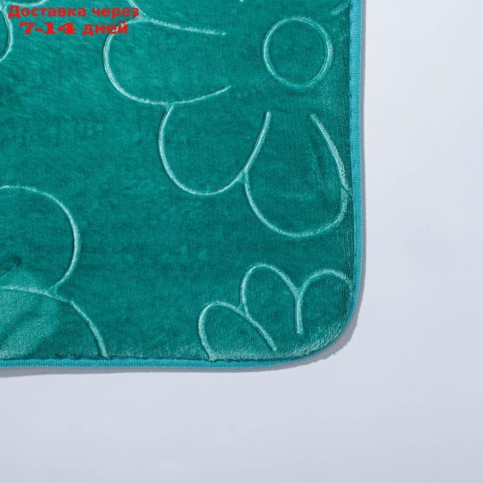 Набор ковриков для ванны и туалета Доляна "Поле", 2 шт: 39×50, 50×80 см, цвет зелёный - фото 3 - id-p208446161
