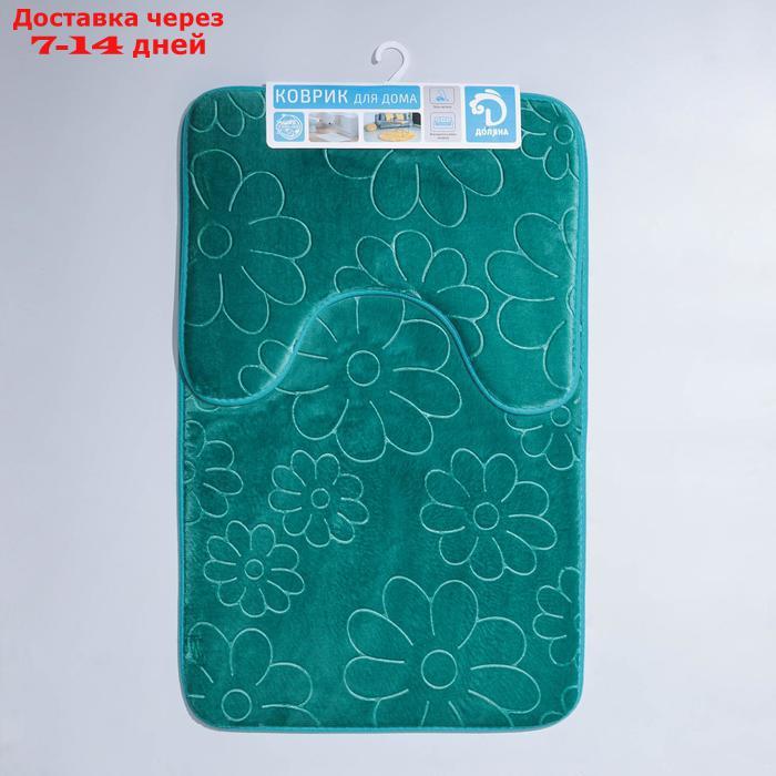 Набор ковриков для ванны и туалета Доляна "Поле", 2 шт: 39×50, 50×80 см, цвет зелёный - фото 5 - id-p208446161