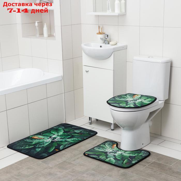 Набор ковриков для ванны и туалета Доляна "Тропики", 3 шт: 50×80, 45×50, 38×43 см - фото 1 - id-p208446191