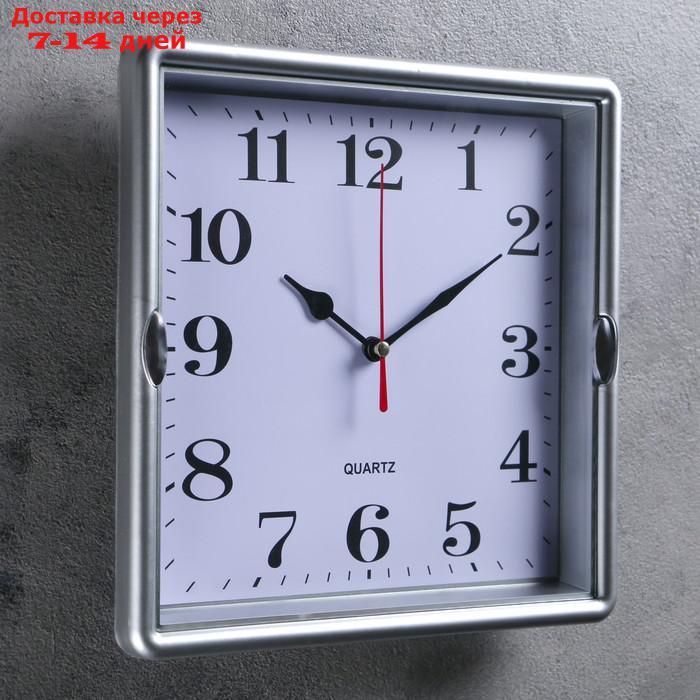 Часы настенные квадратные Steel, 23 × 23 см, рама серая, 2 держателя хром - фото 2 - id-p208446379