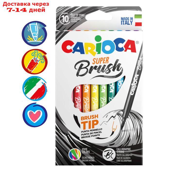 Фломастеры-кисть 10 цветов, Carioca "Super Brush", смываемые, картон, европодвес - фото 1 - id-p208446387