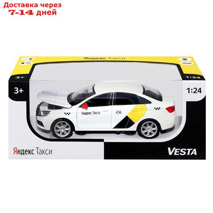 Машина металлическая "Lada Vesta Яндекс Такси" 1:24, открываются двери, багаж, озвученная, цвет белый - фото 3 - id-p208445230