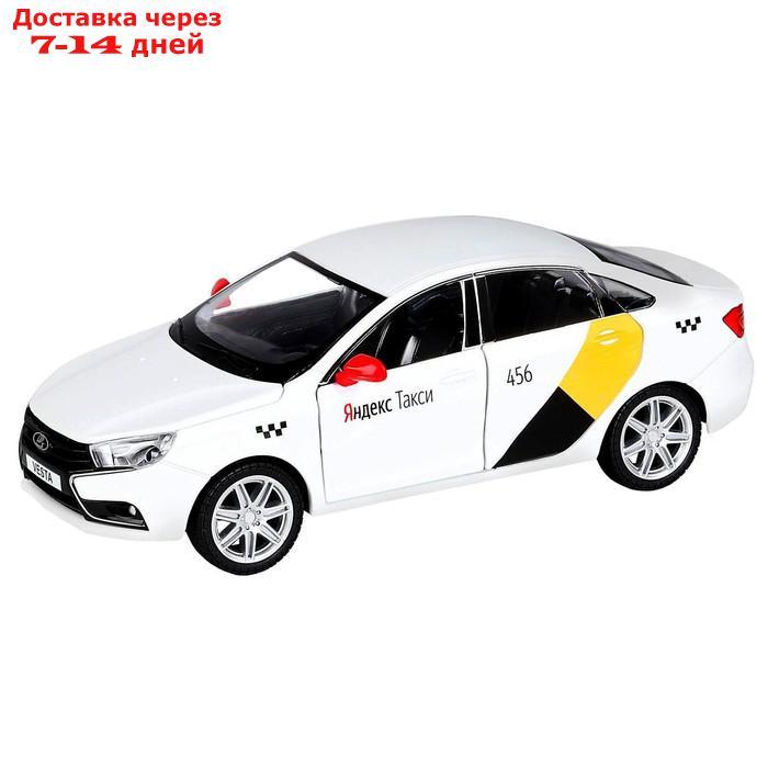 Машина металлическая "Lada Vesta Яндекс Такси" 1:24, открываются двери, багаж, озвученная, цвет белый - фото 4 - id-p208445230