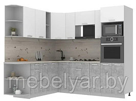 Кухня Интерлиния Мила Лайт 1,88х2,4 белый/бетон