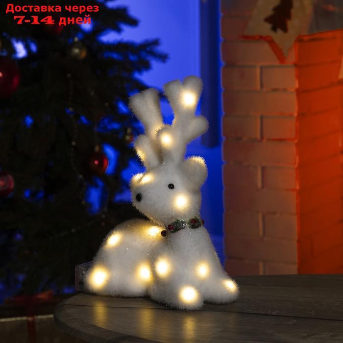 Фигура световая "Белый олень", 25 LED, 20х25х12 см, фиксинг, от батар. (не в компл) - фото 1 - id-p208445321