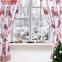 Комплект штор д/кухни с подхватами "Winter holidays" 145х180см-2 шт., габардин