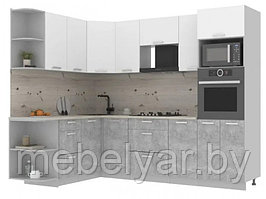 Кухня Интерлиния Мила Лайт 1,88х2,6 белый/бетон