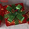 Фигура текстиль "Подарки красные с зеленой лентой" 15х20х25 см, 60 LED, 220V, Т/БЕЛЫЙ, фото 3