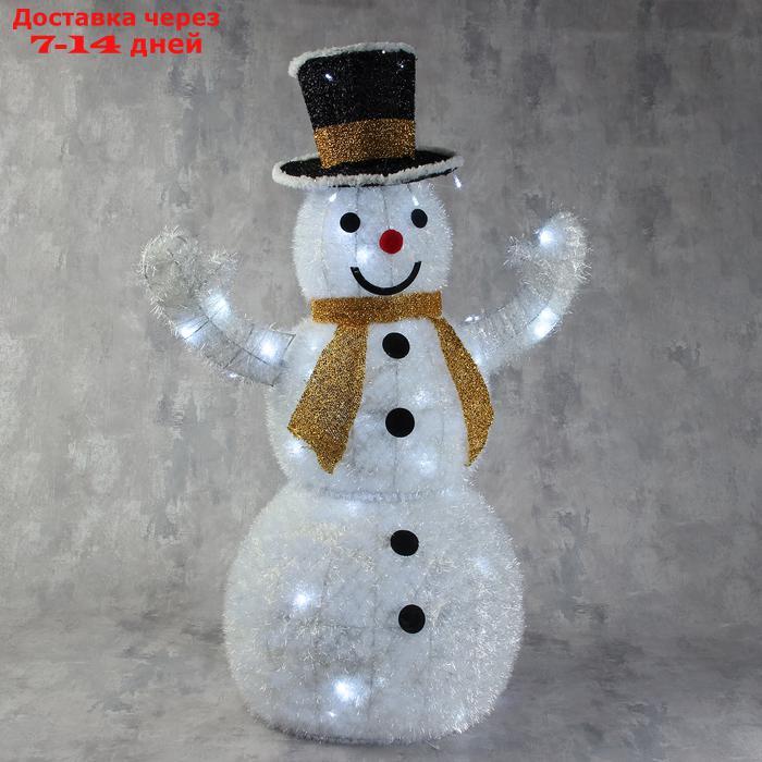 Фигура текстиль "Снеговик. Жёлтый шарф", 80 см, 100 LED, 220V, БЕЛЫЙ