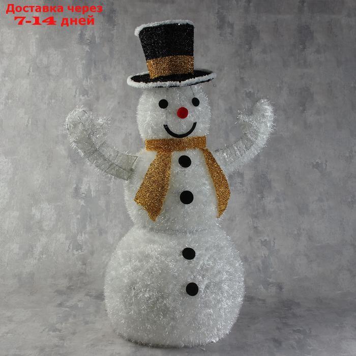 Фигура текстиль "Снеговик. Жёлтый шарф", 80 см, 100 LED, 220V, БЕЛЫЙ - фото 2 - id-p208452238
