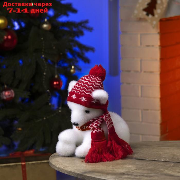 Фигура световая "Медведь со снежным комом", 18х20х10 см, фиксинг, от батар, Т/БЕЛЫЙ - фото 2 - id-p208445658