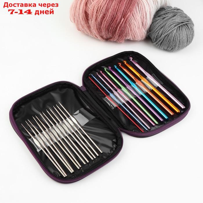 Набор крючков для вязания, d = 0,6-6,5 мм, 12,5/15 см, 22 шт, цвет МИКС - фото 1 - id-p208453878