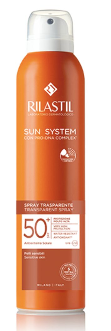 Прозрачный спрей Rilastil Sun System для чувствительной кожи SPF 50+, 200 мл - фото 1 - id-p208523362
