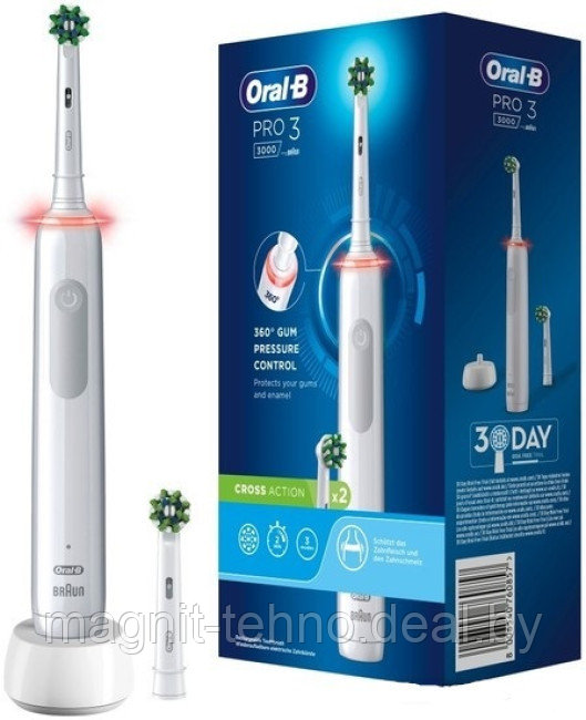 Электрическая зубная щетка Oral-B Pro 3 3000 Cross Action D505.523.3 8006540760857 (белый) - фото 1 - id-p208550772