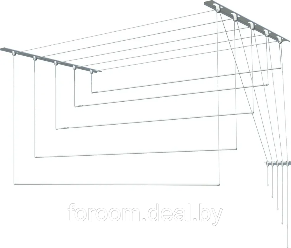 Сушилка для белья потолочная 1,4 м "Лиана" (5 стержней) пластик 1/5