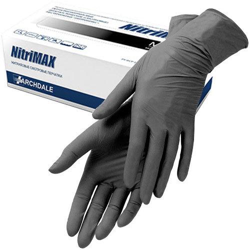 Перчатки одноразовые нитриловые NitriMAX M Чёрные 100шт - фото 1 - id-p208561406