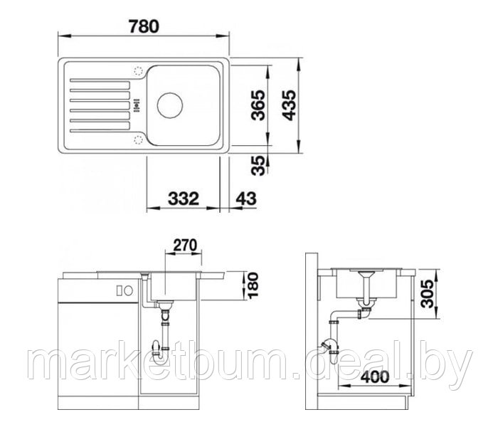 Кухонная мойка Blanco Favos Mini (кофе) - фото 2 - id-p208561498