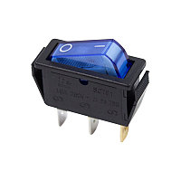 Переключатель клавишный 250V 15А (3с) ON-OFF с подсветкой синнй 36-2211