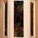 Абажур деревянный "Олени" со вставками из стекла с УФ печатью, 33х29х16см, фото 3