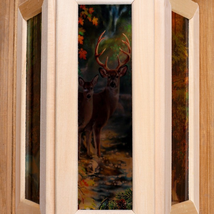 Абажур деревянный "Олени" со вставками из стекла с УФ печатью, 33х29х16см - фото 3 - id-p208564290