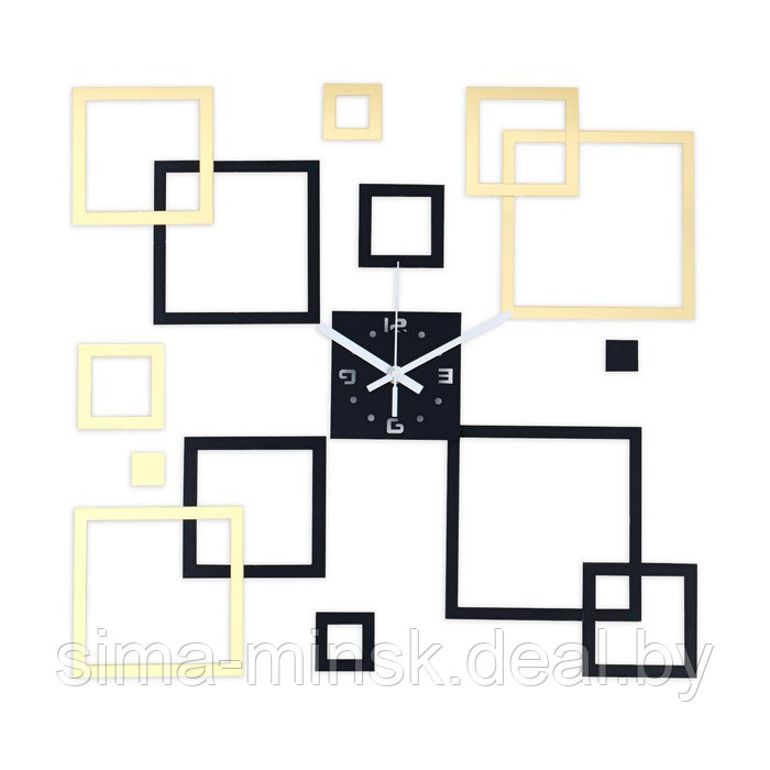 Часы-наклейка, серия: DIY, "Квадратиш", 20.5 х 20.5 см, циферблат 15 см, 1 АА