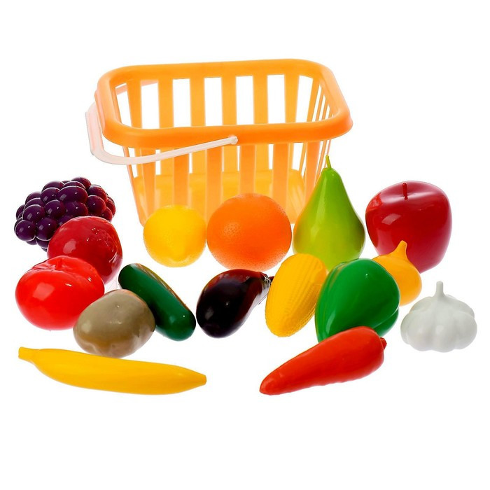 Набор «Фрукты и овощи» в корзине, 17 предметов, цвета МИКС - фото 2 - id-p208566122