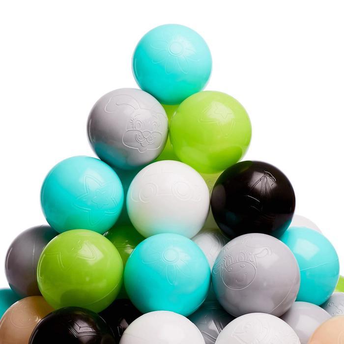 Набор шаров 150 шт, цвета: бирюзовый, серый, белый, чёрный, салатовый, бежевый, диаметр шара 7,5 см - фото 1 - id-p208566760