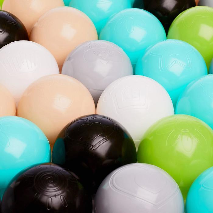 Набор шаров 150 шт, цвета: бирюзовый, серый, белый, чёрный, салатовый, бежевый, диаметр шара 7,5 см - фото 2 - id-p208566760
