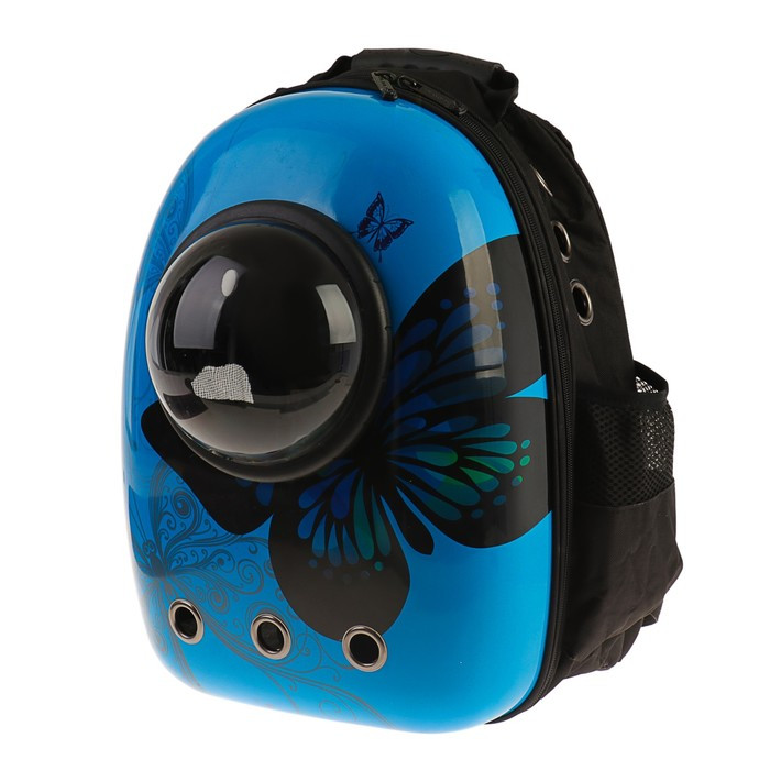 Рюкзак для переноски животных "Бабочка", с окном для обзора, 32 х 26 х 44 см, голубой - фото 3 - id-p208564427