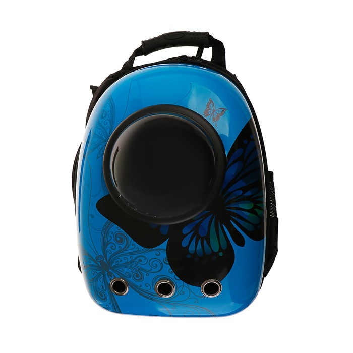 Рюкзак для переноски животных "Бабочка", с окном для обзора, 32 х 26 х 44 см, голубой - фото 4 - id-p208564427