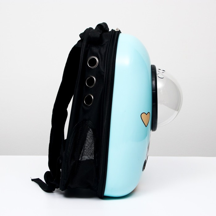 Рюкзак для переноски животных "Гламуррр", с окном для обзора, 32 х 25 х 42 см, голубой - фото 2 - id-p208564439