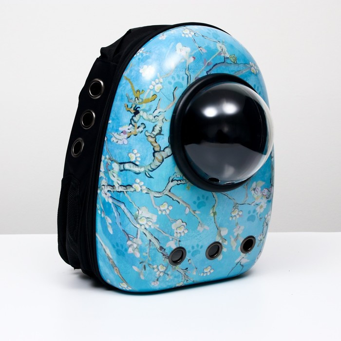 Рюкзак для переноски животных "Лапки", с окном для обзора, 32 х 25 х 42 см, голубой - фото 1 - id-p208564440