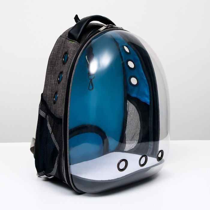 Рюкзак для переноски животных прозрачный, 31 х 28 х 42 см, голубой - фото 1 - id-p208564448