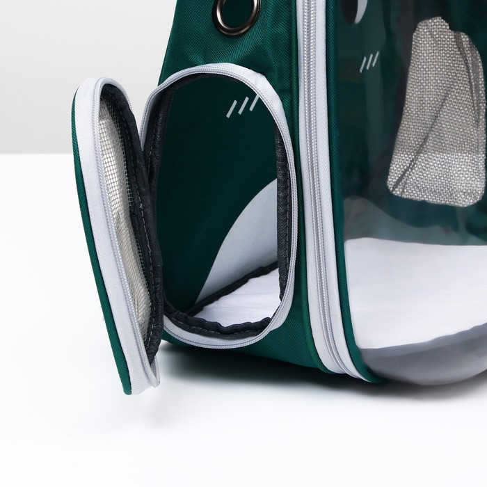 Рюкзак для переноски животных "Котик", прозрачный, 34 х 25 х 40 см, зелёный - фото 6 - id-p208564450