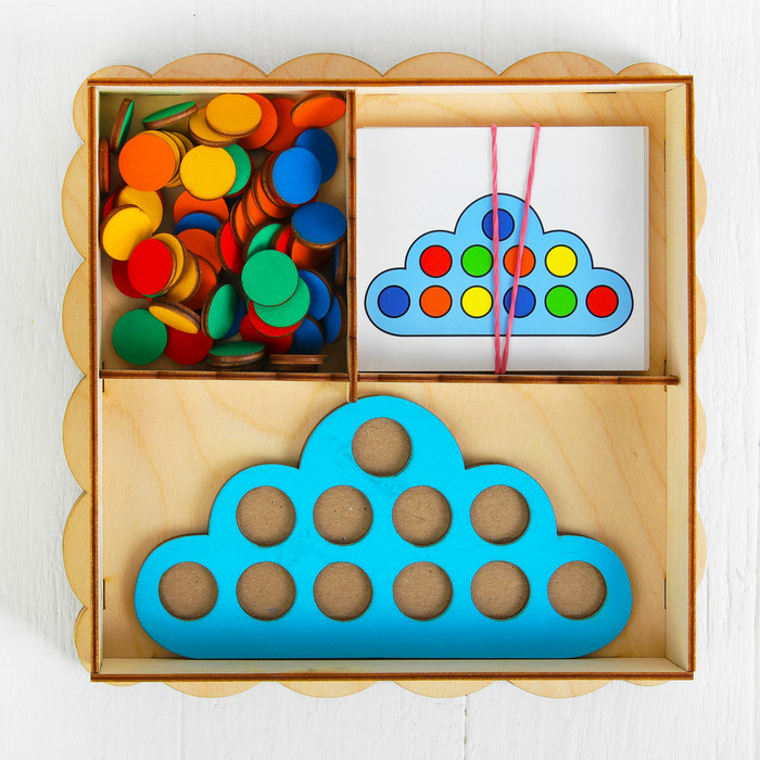 Развивающая игрушка «Умное облачко», d кружков (60 шт.): 2 см, в наборе 15 карточек - фото 1 - id-p208564880