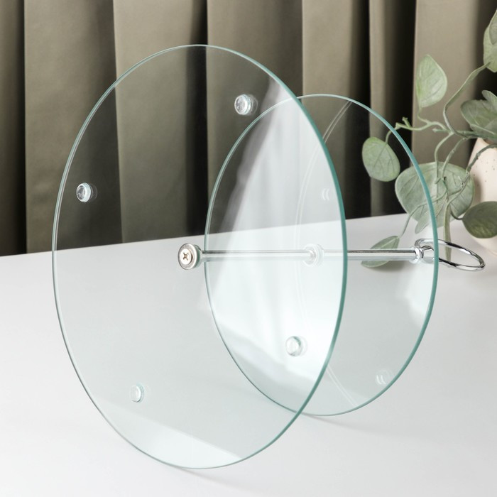 Фруктовница стеклянная 2-х ярусная круглая Доляна, d=25/20 см, прозрачный - фото 2 - id-p208572554