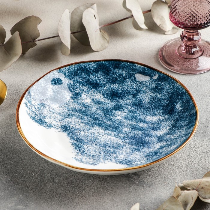 Тарелка керамическая глубокая «Море», 400 мл, d=20 см, цвет синий - фото 1 - id-p208573074