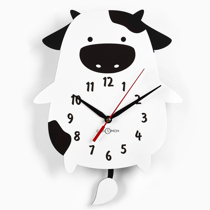 Часы настенные, серия: Детские, "Корова", с маятником, 37 х 27 см - фото 1 - id-p208567453